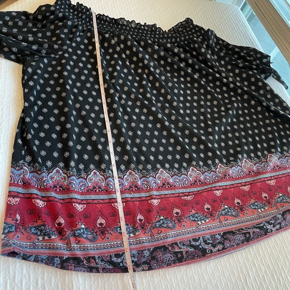 Bobbie Brooks Plus Size Boho Print Off Shoulder Top Size 3X NWT Lightweight Soft - Picture 5 of 7